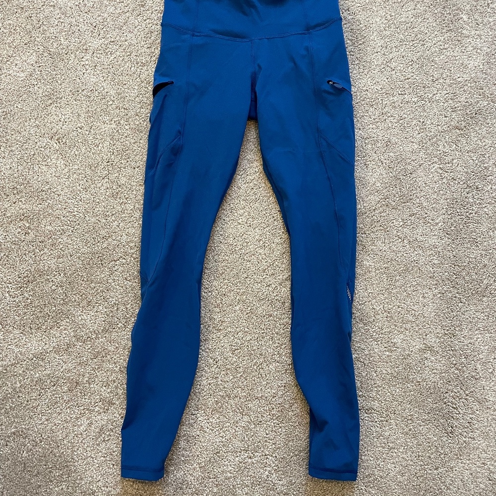 Blue lululemon athletica full length legging with zipper pocket